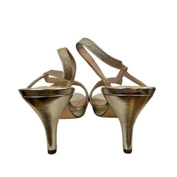 Touch of Nina Nykole Gold Heeled Sandals Size 8.5 Strappy Sparkly Party Shoes - Picture 6 of 12